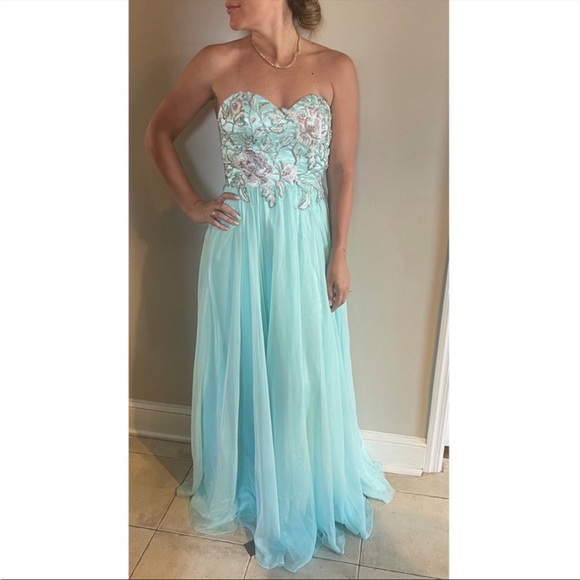 Jovani Strapless Dress Mint - Picture 6 of 8